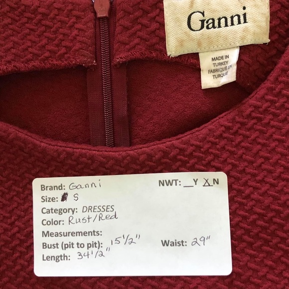 Ganni Red Rust Maroon Fit and Flare dress - Picture 5 of 7
